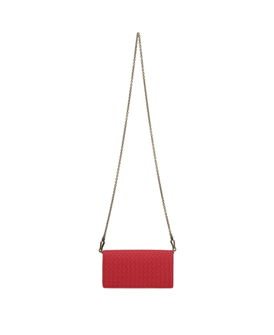Bottega Veneta Checkered Flip Shoulder Bag In Red