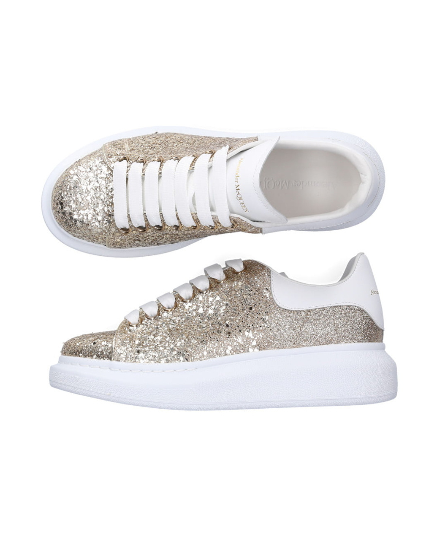 Alexander Mcqueen Oversize Glitter Sneakers In White