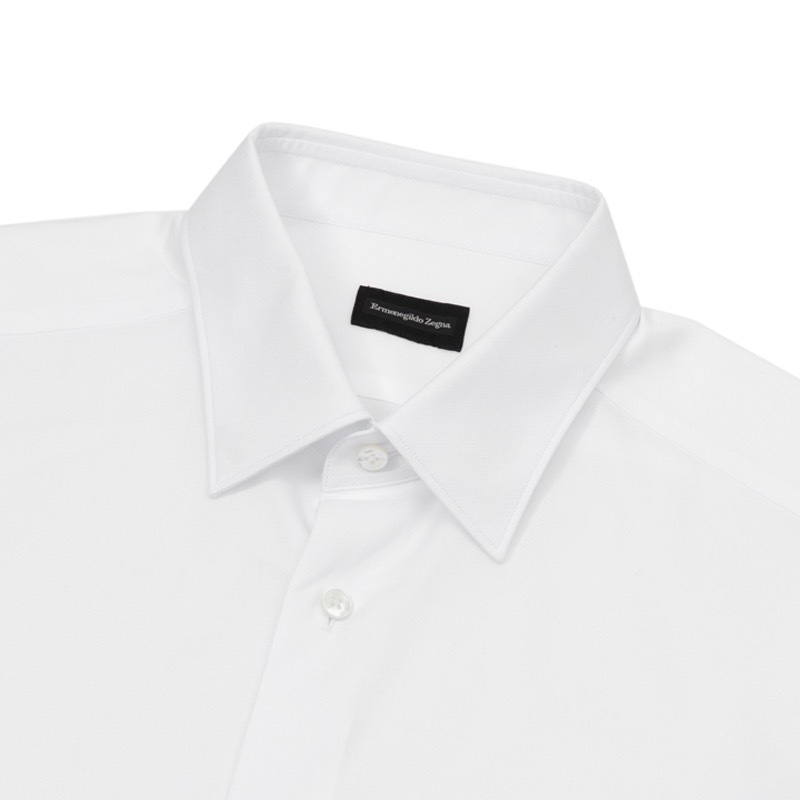 Zegna Long-sleeved Lapel Shirt In White