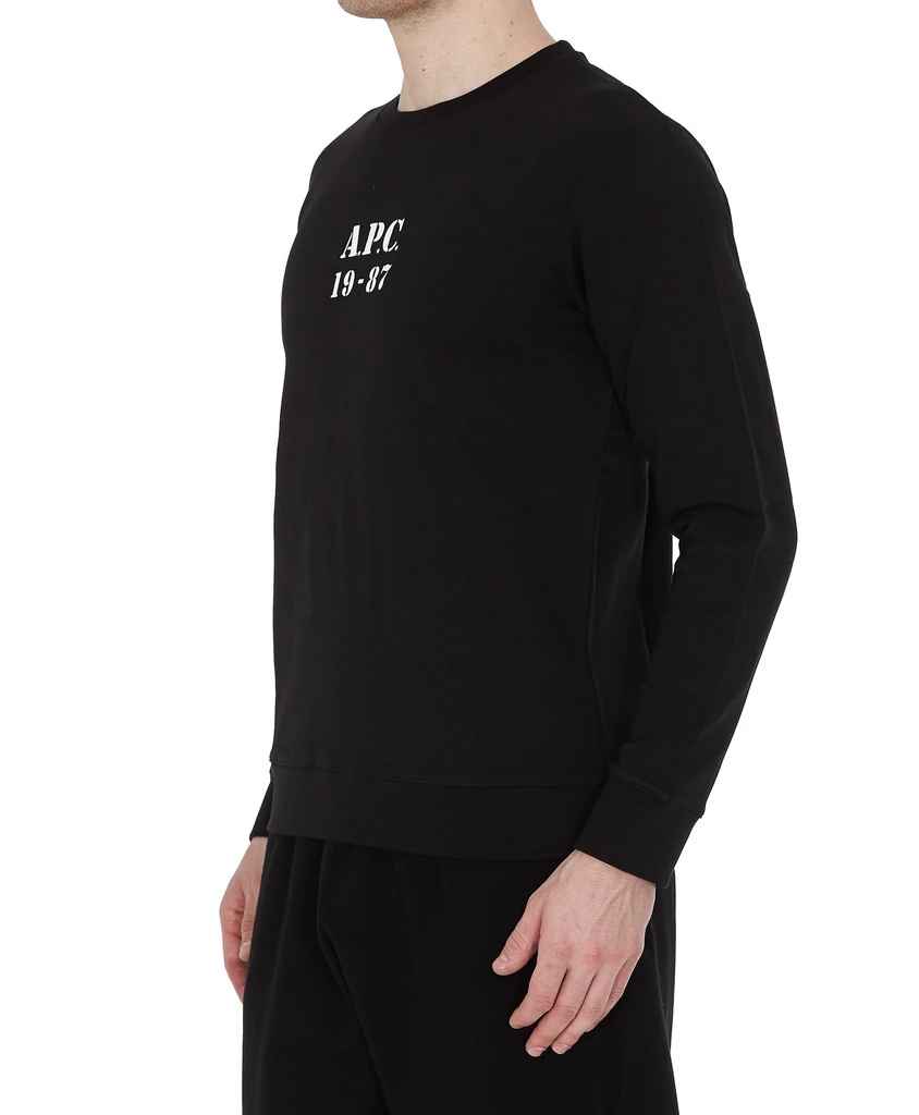 Apc Logo Print Round Neck Sweatshirt In Black