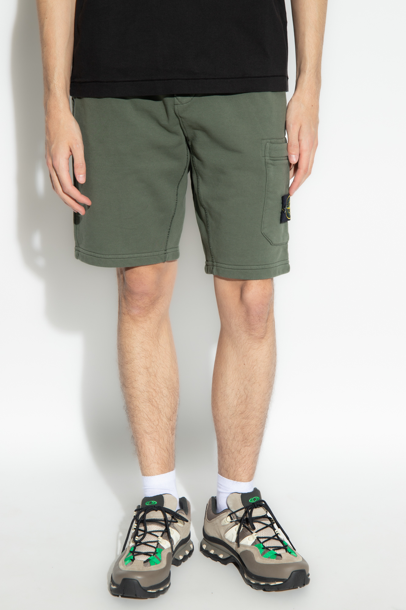 STONE ISLAND COMPASS-APPLIQU� COTTON SHORTS 