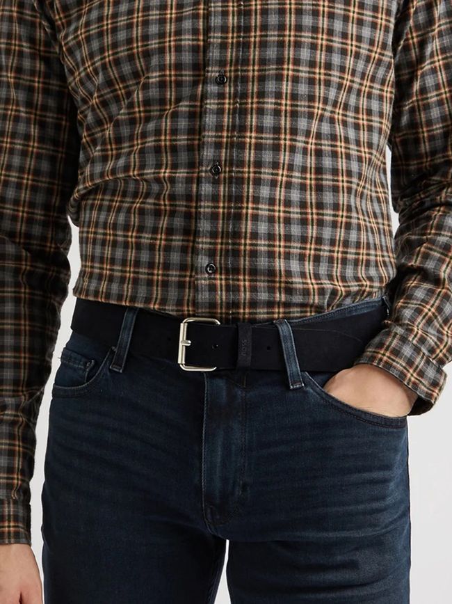 Hugo Boss Boss Ronnie Grained Leather Belt In Black