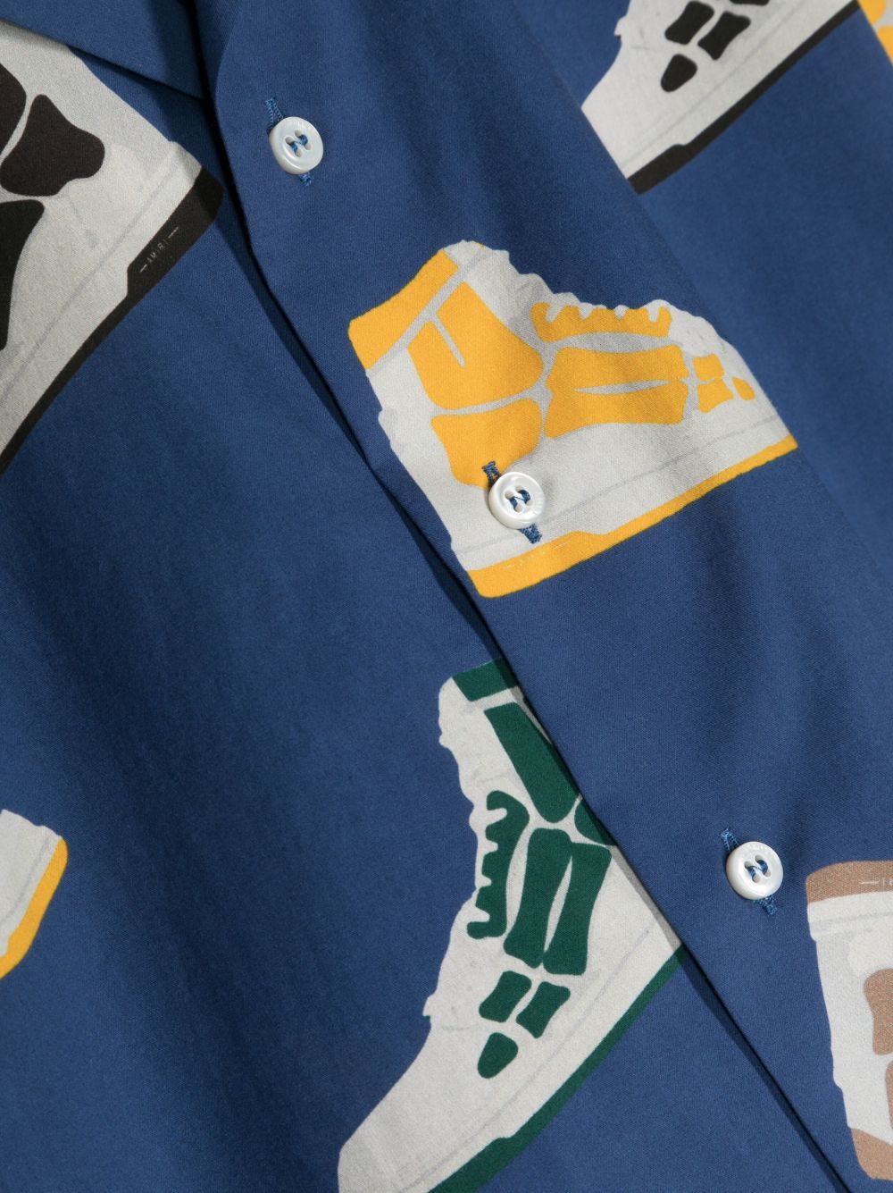Amiri Skel-print Bowling Shirt In Blue