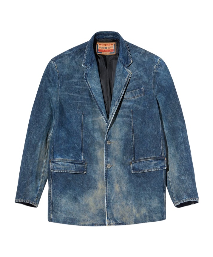 Diesel Blazer In Hand-treated Dirty Denim In Blue
