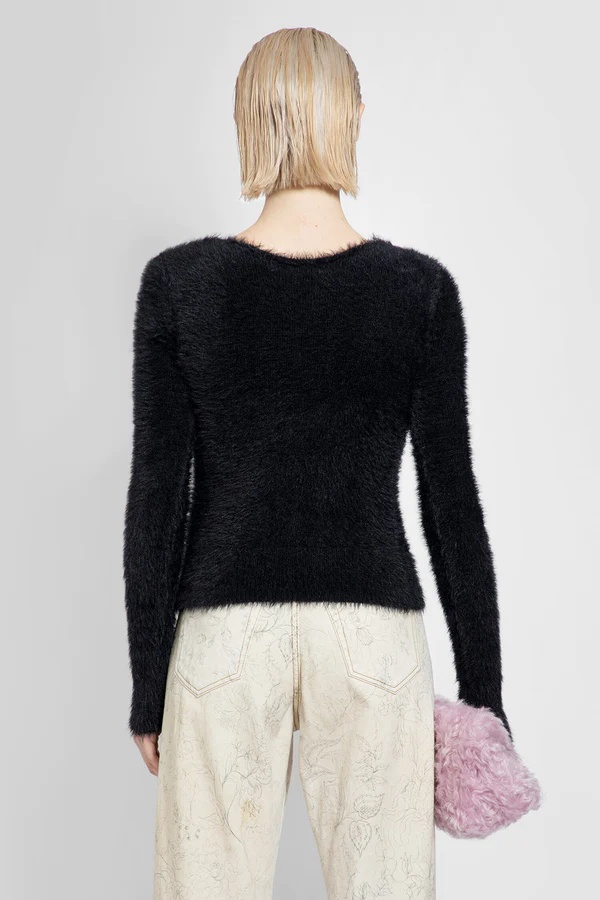 Shop Dries Van Noten Low V Neck Sweater In Black