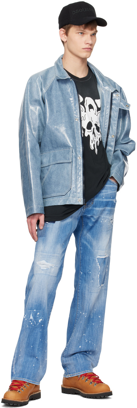 Dsquared2 Logo Jeans In Blue