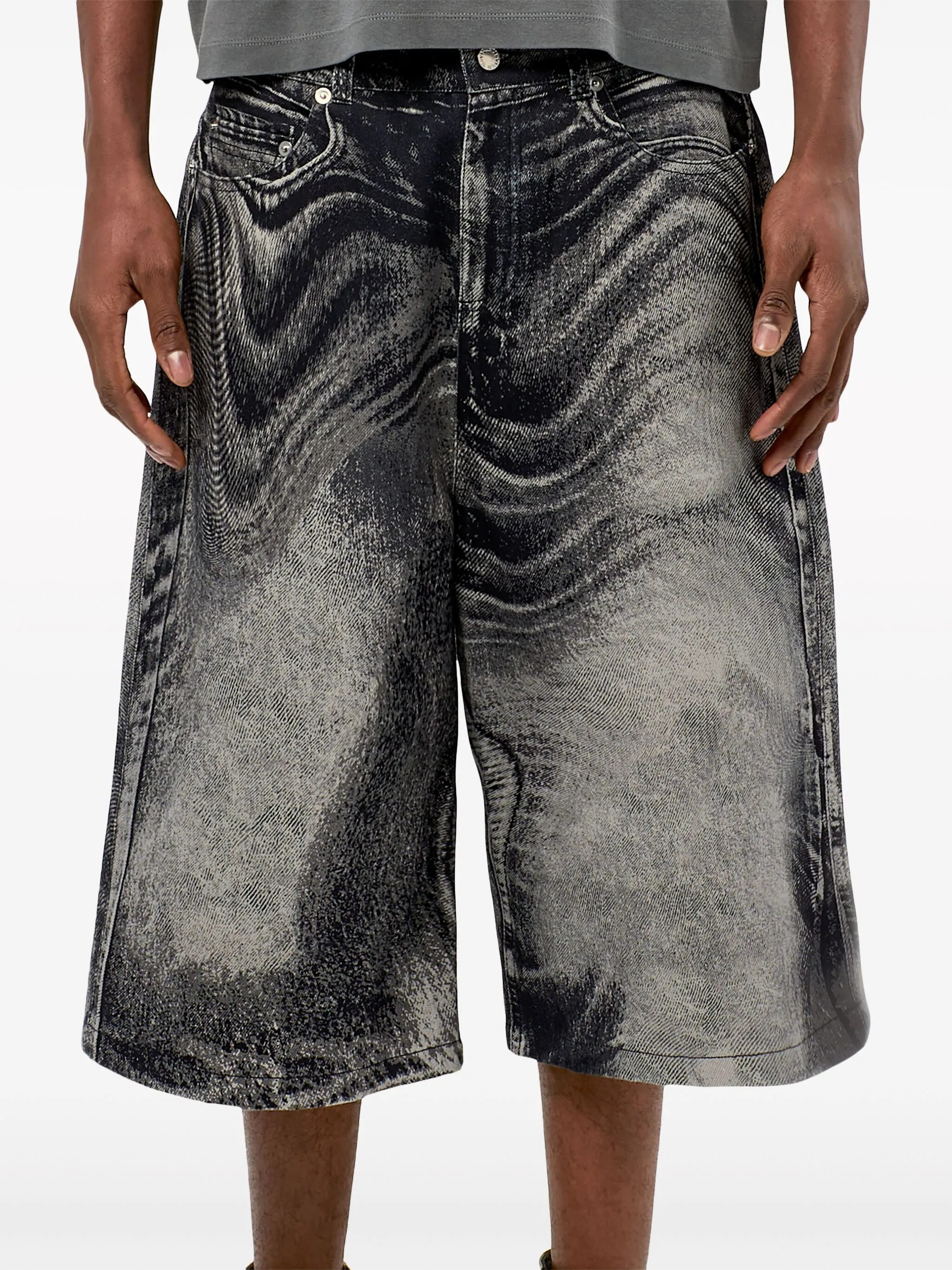 Camperlab Distorted Print Denim Shorts