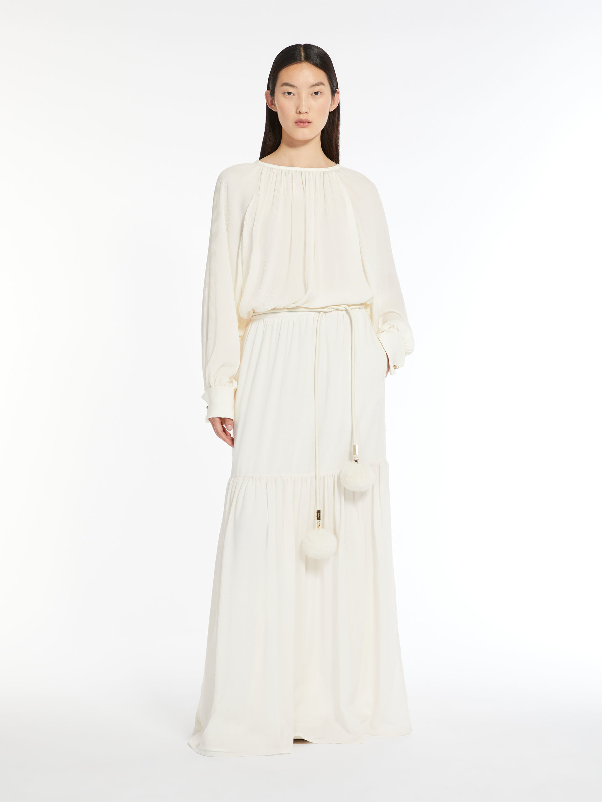 Shop Max Mara Cafila Draped Skirt In White