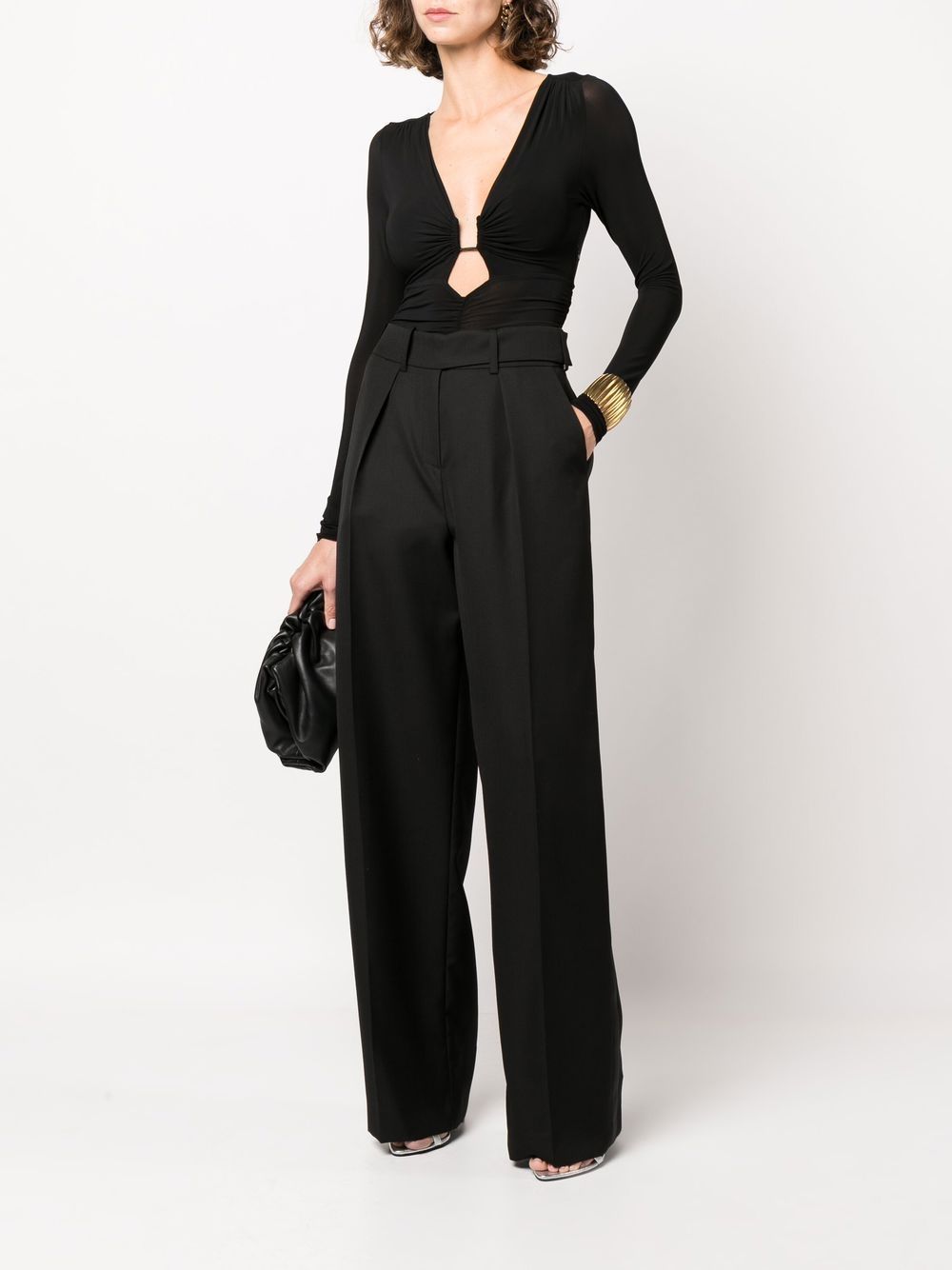 Alexandre Vauthier High Waist Wool Tailored Trousers In Black