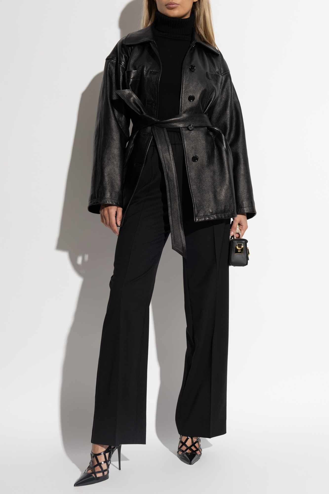 Dolce & Gabbana Twill Flared Trousers In Black