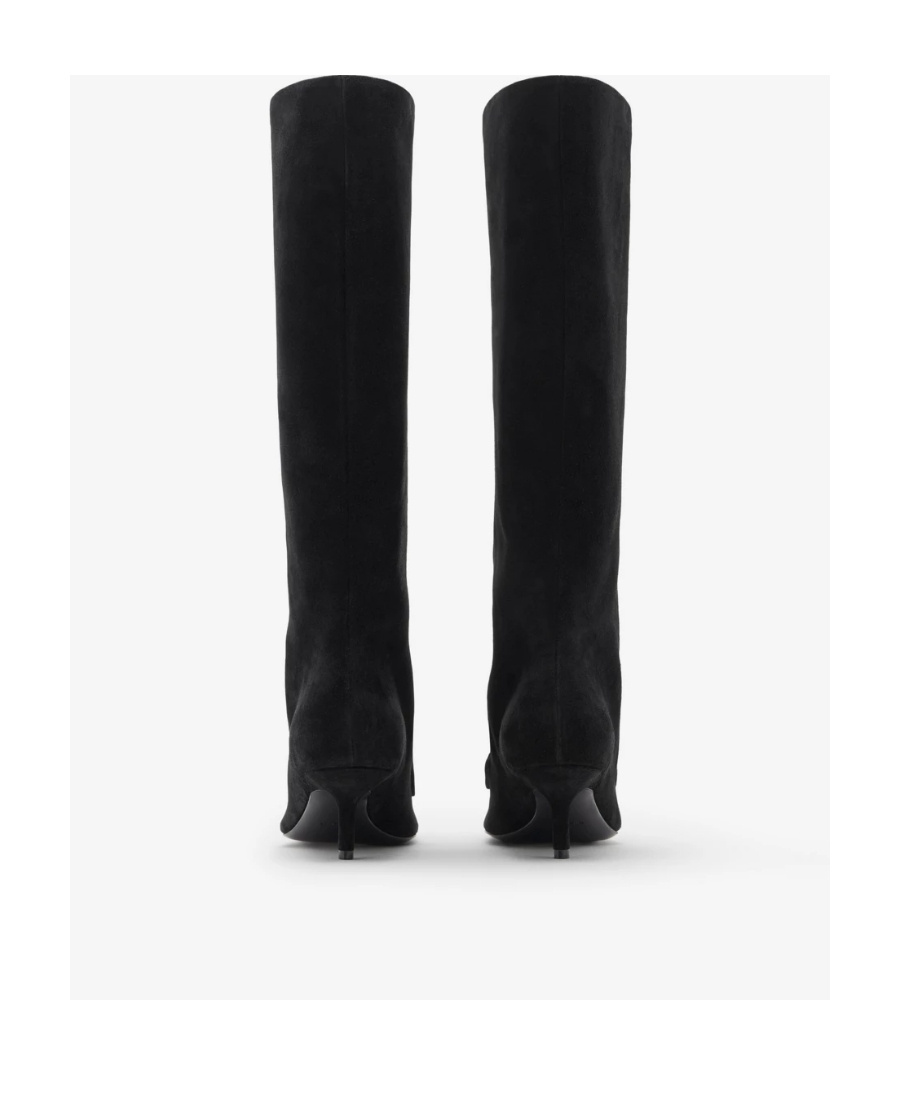 Burberry Suede Leather Boots In Black