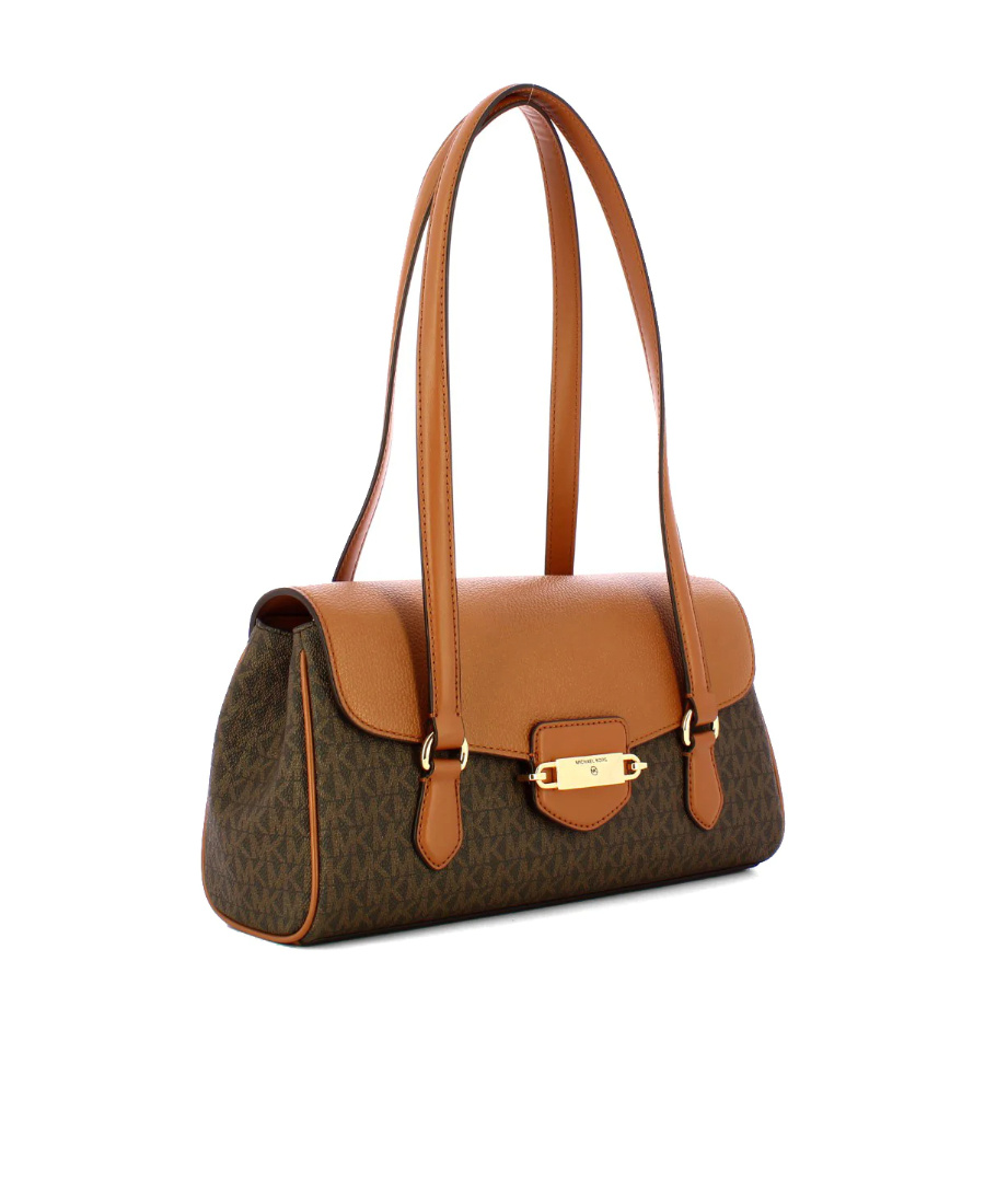 Michael Michael Kors Logo Buckle Handbag In Brown