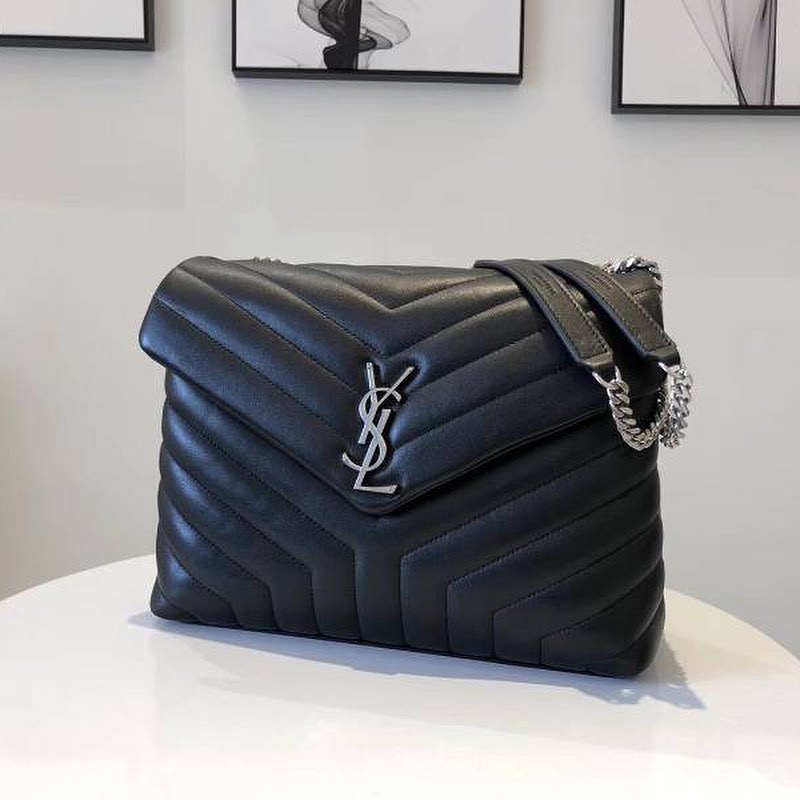 Saint Laurent Medium Loulou Quilted Shoulder Bag In Black