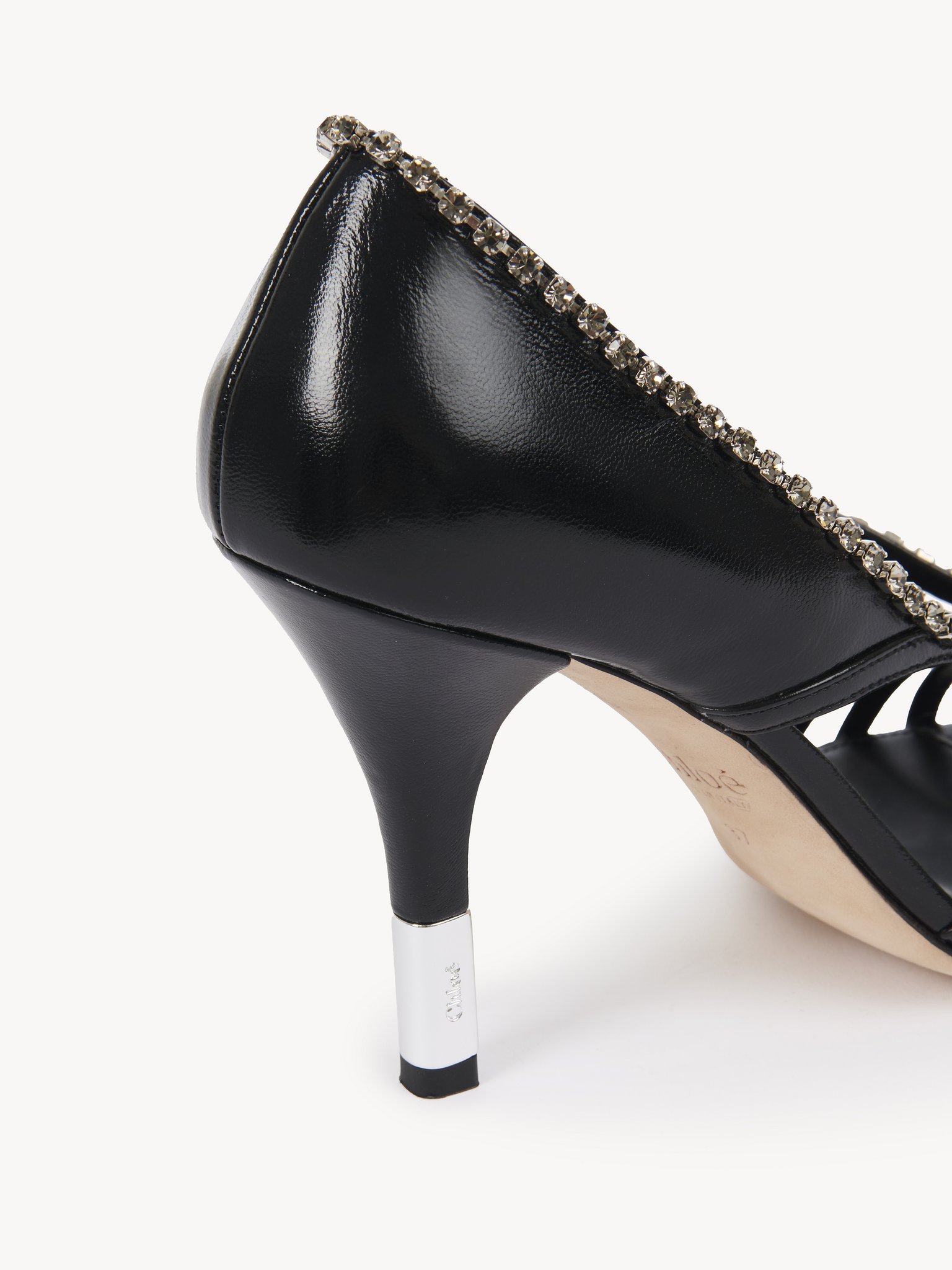 Chloé Leonie Crystal-embellished Leather Pumps In Black