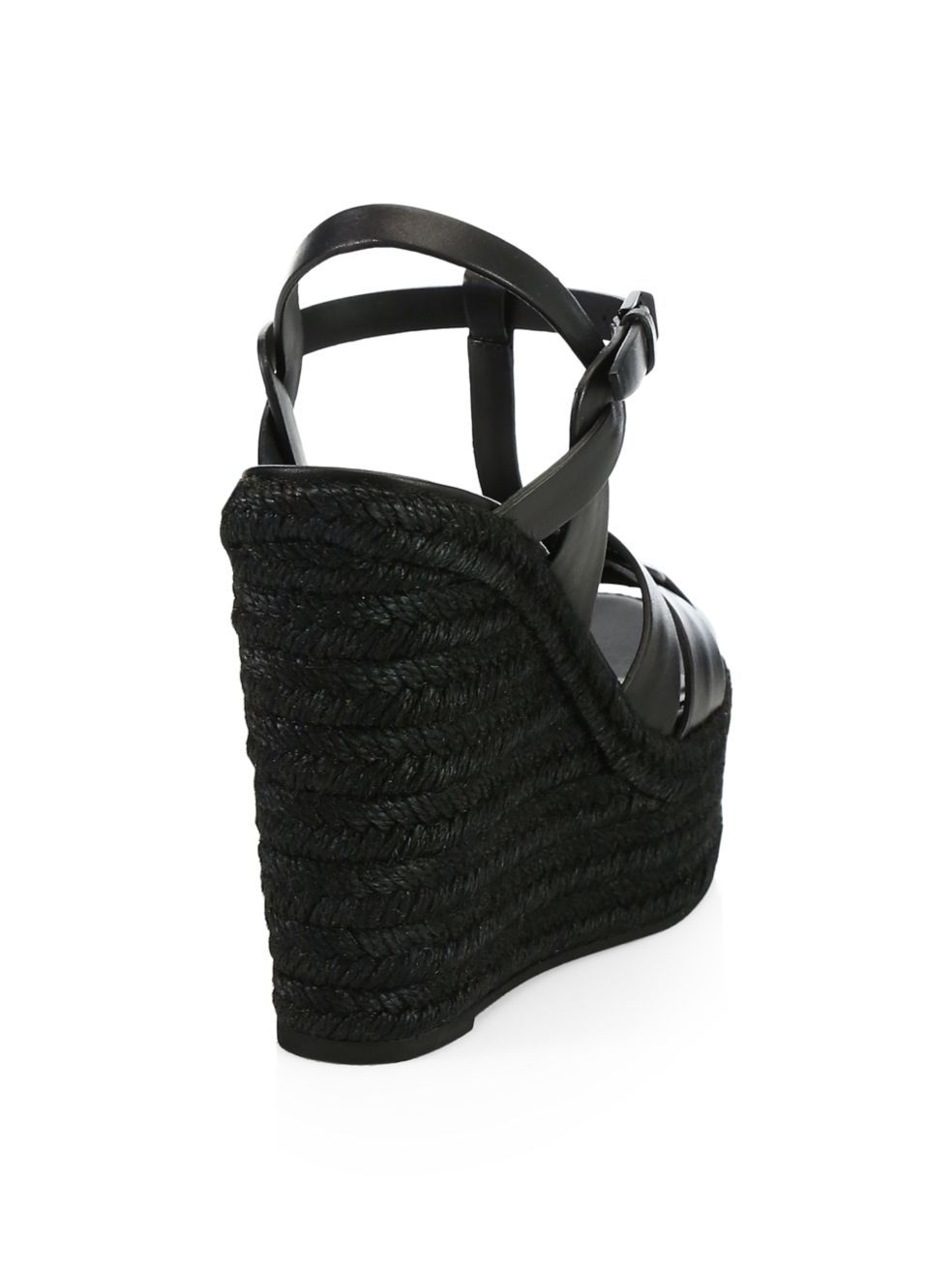 Shop Saint Laurent Tribute 85mm Wedge Sandals In Black