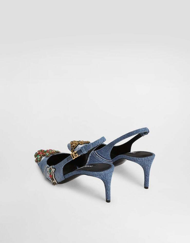 Dolce & Gabbana 60mm Embellished Denim Pumps In Blue