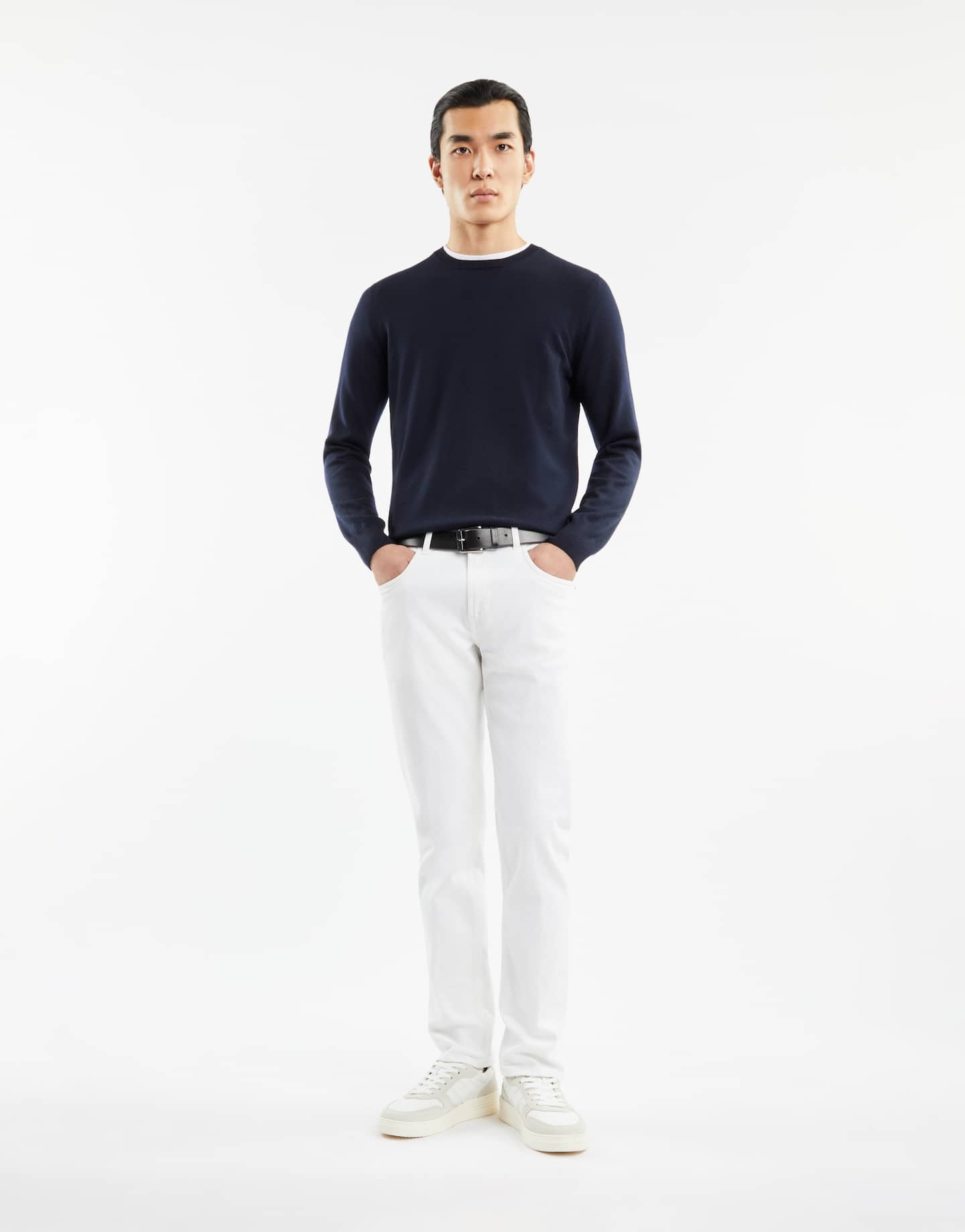 Fay Round-neck Pullover In Wool In Black