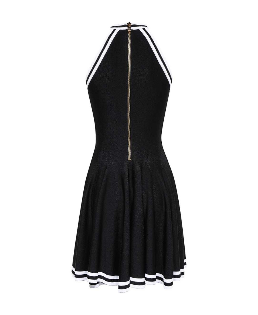 Balmain Mesh Knitted Dress In Black
