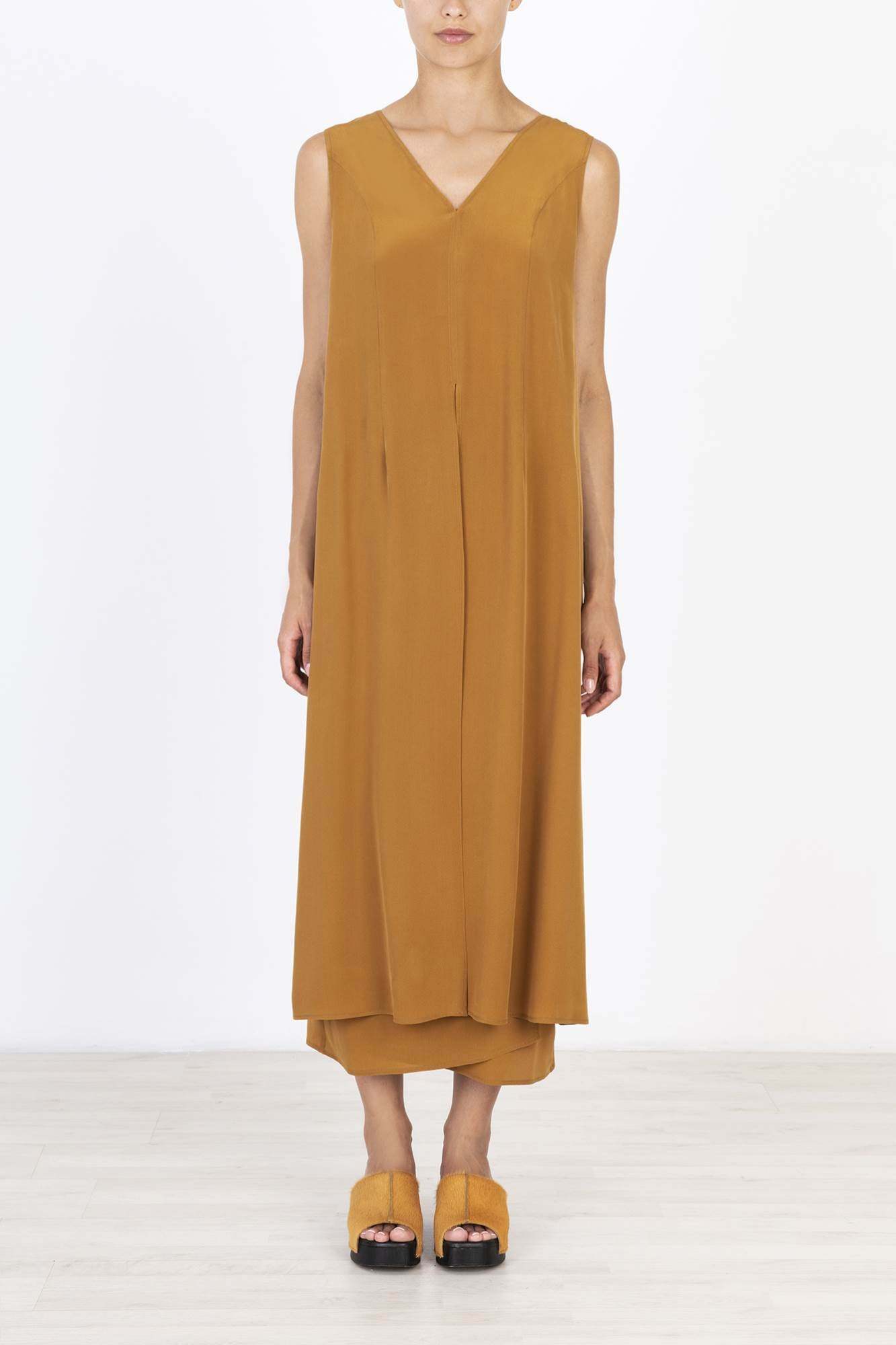 Alysi Silk Mid-length Dress In Brown