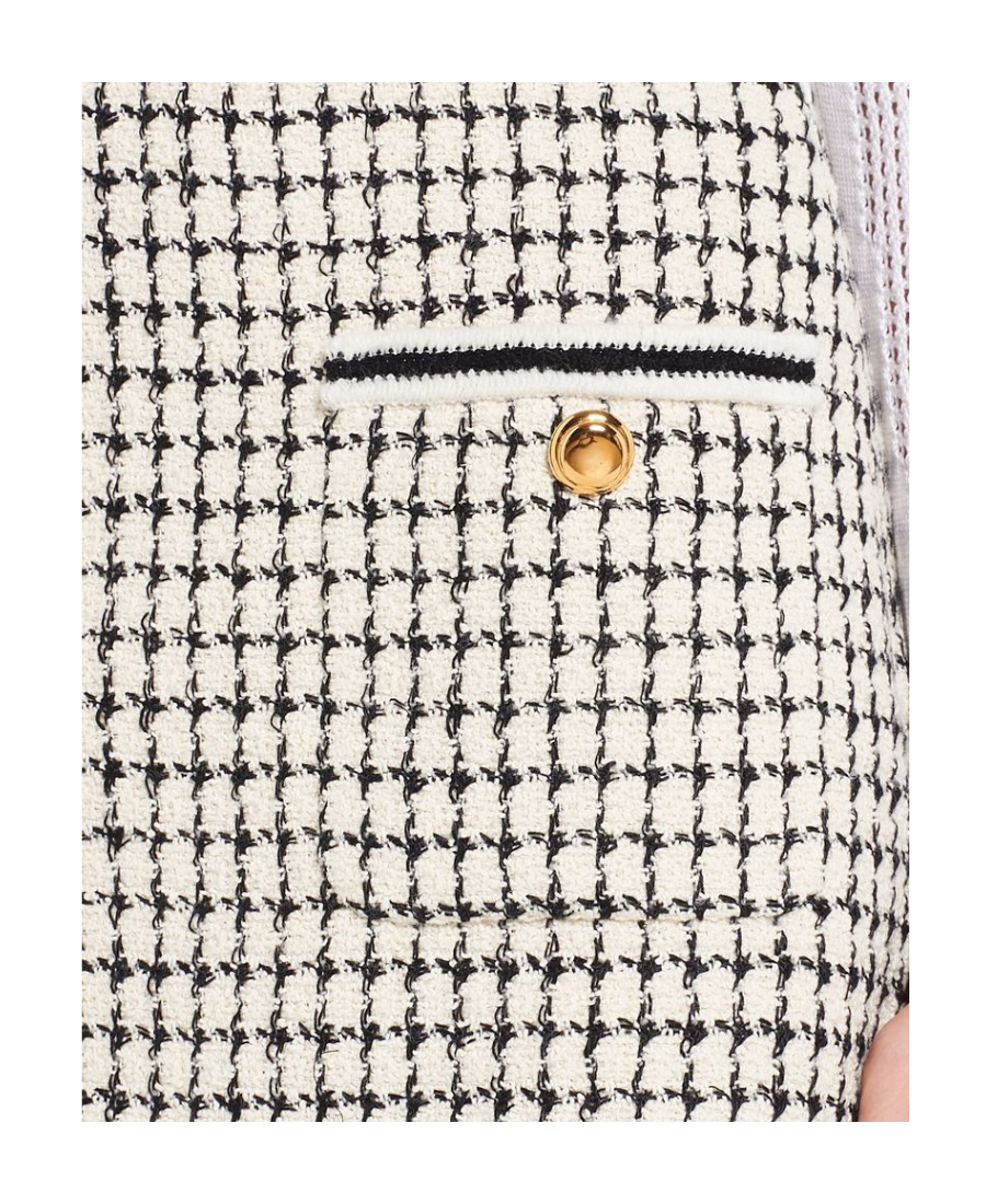 Miu Miu Checked Tweed Skirt In White