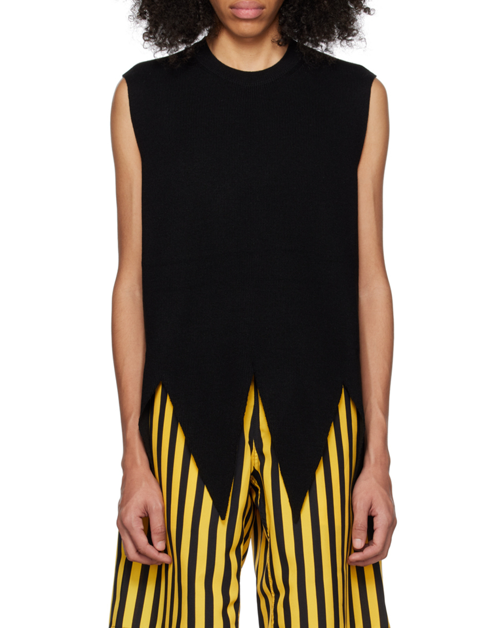 Shop Comme Des Garçons Sleeveless Vest With Round Neck In Black