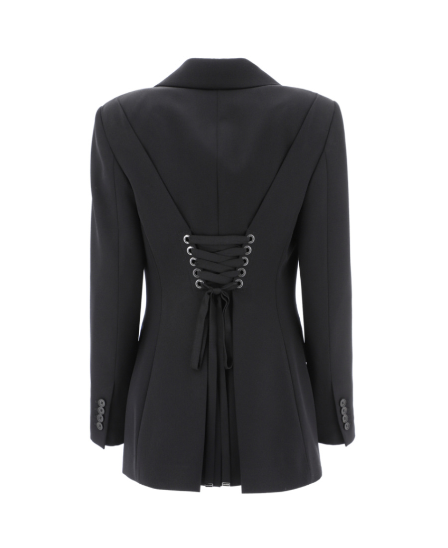 Alexander Mcqueen Rear-tie Single-breasted Blazer In Black