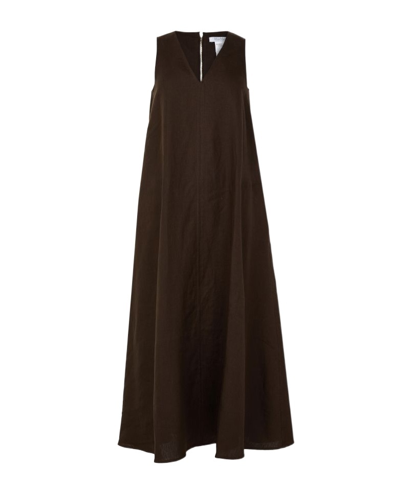 Max Mara Simeone Flare Linen Maxi Dress In Black
