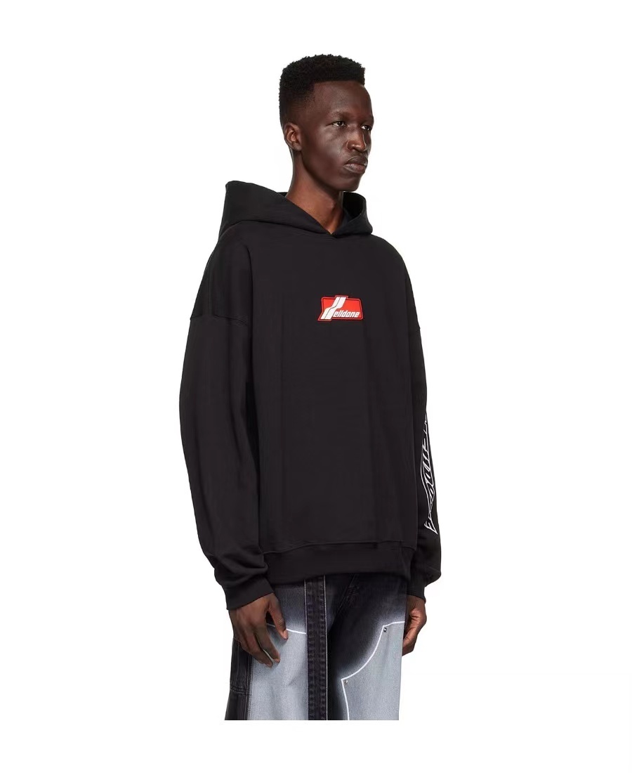 We11 Done Cotton Hooded Sweater In Black