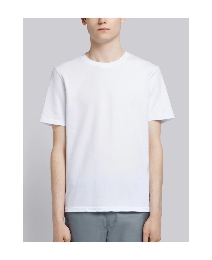 Thom Browne Central Striped T-shirt On The Back In White