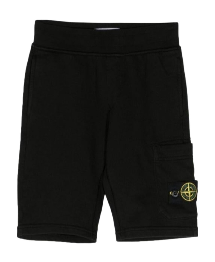 Stone Island Logo-patch Track Shorts In Black