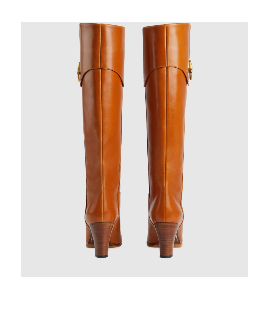 Gucci Horsebit 75 Leather Knee-high Boots In Brown