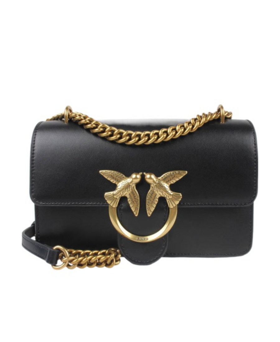 Pinko Love One Chain-linked Mini Shoulder Bag In Black