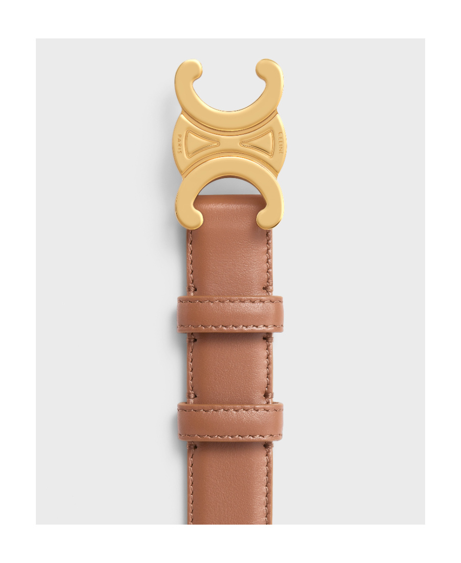 Celine Triomphe Medium Taurillon Leather Belt In Brown