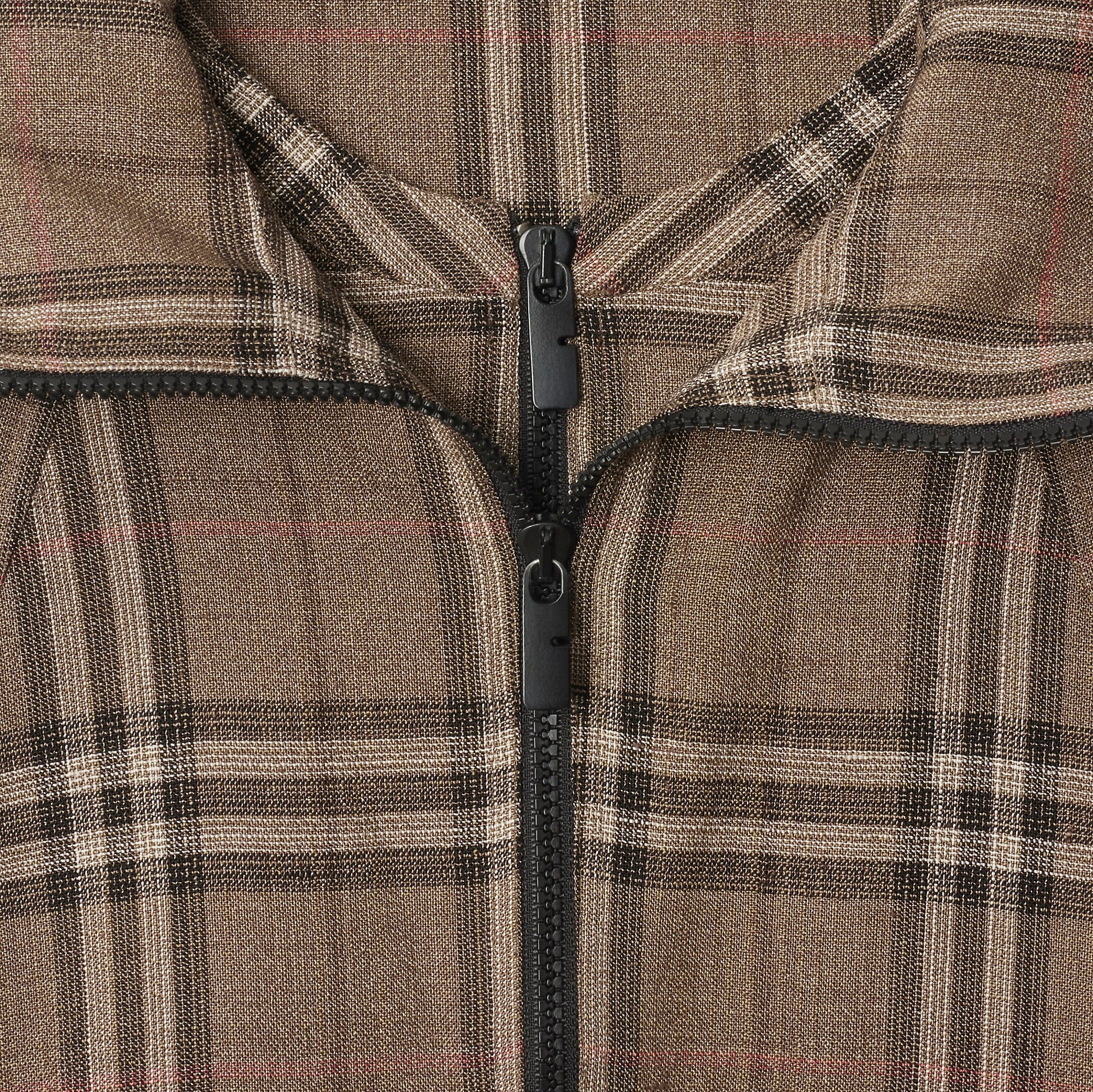 Burberry Half-zip Jacket With Check Pattern In Silk Blend Men In Brush