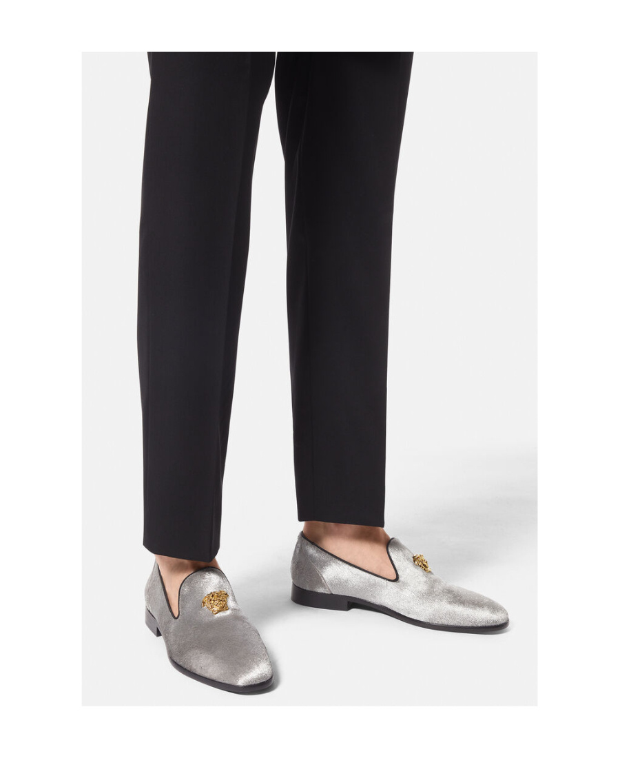 Versace Medusa-head Slippers In Gray