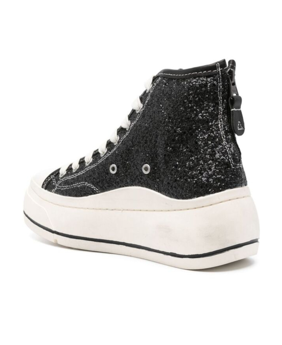 R13 Kurt Glittered Platform Sneakers In Black