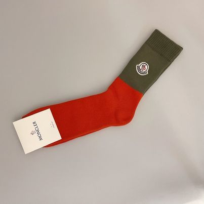 Moncler Logo Socks In Red