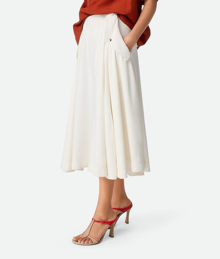 Shop Bottega Veneta Viscose Pleated Skirt In Chalk White
