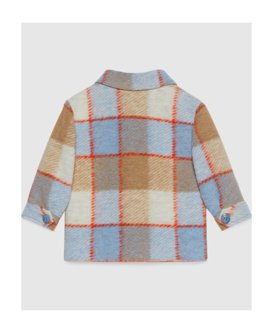 Gucci Check-pattern Wool Jacket In Gray
