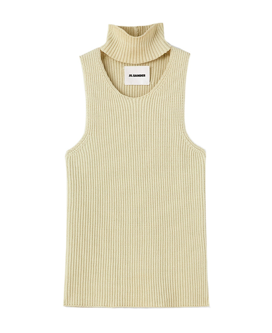 Jil Sander Cut-out Knitted Vest Top In Nude