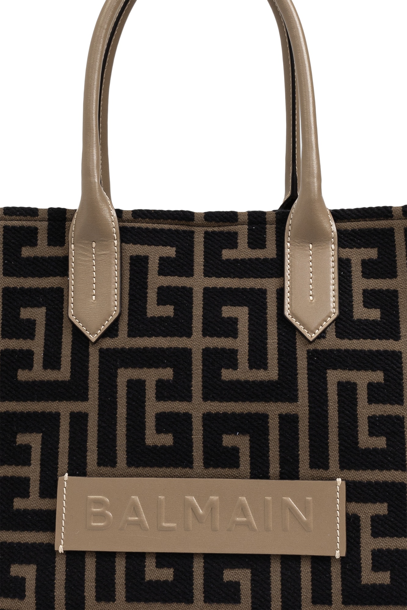 BALMAIN B-ARMY SHOPPER 36 BAG IN PB LABYRINTH JACQUARD 