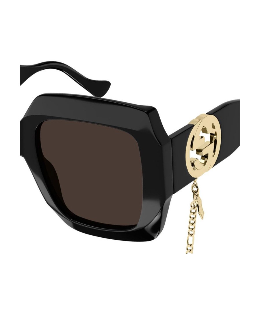 Gucci Oversize-frame Chain-detail Sunglasses In Black