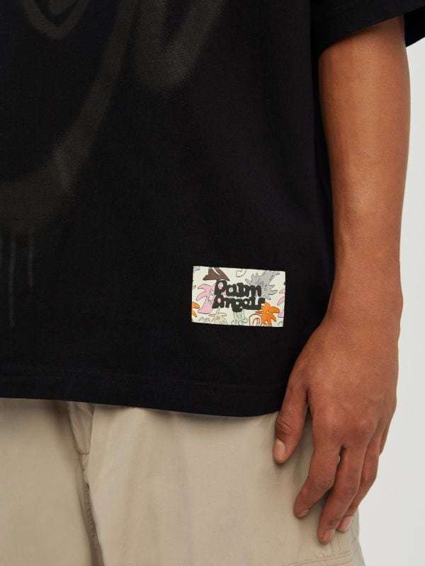 Shop Palm Angels Graffiti-print Organic Cotton T-shirt In Black