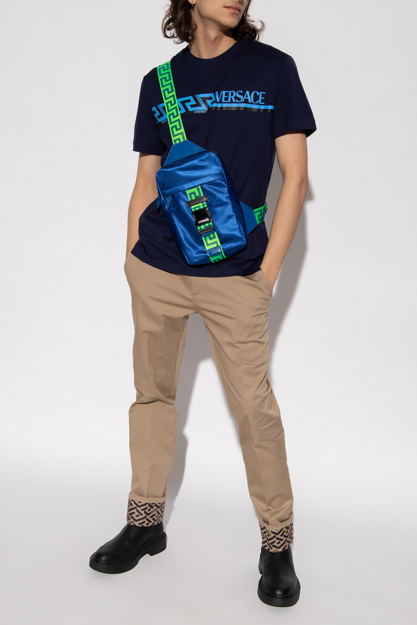 Versace Logo Print T-shirt In Black
