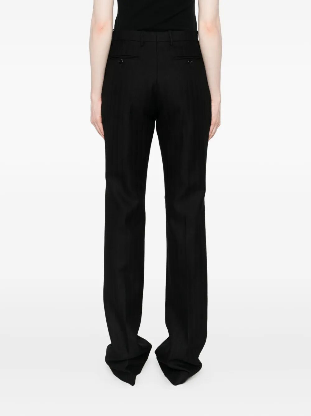 Tom Ford Sharp Herringbone Tailored Straight Leg Trousers Clothing In Black