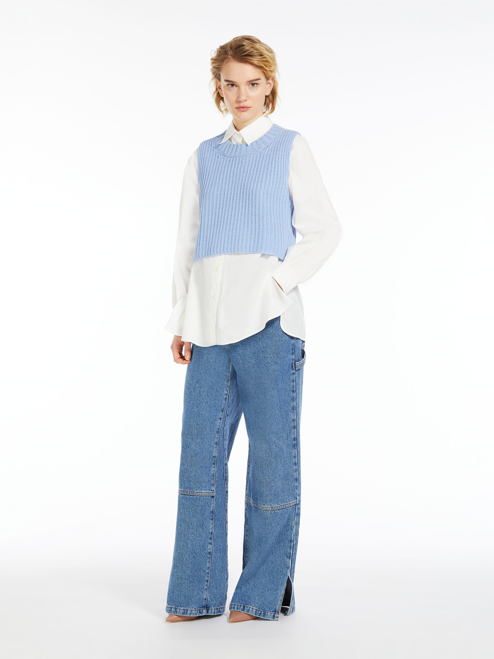 Weekend Max Mara Rib Knitted Wool Sweater In Blue