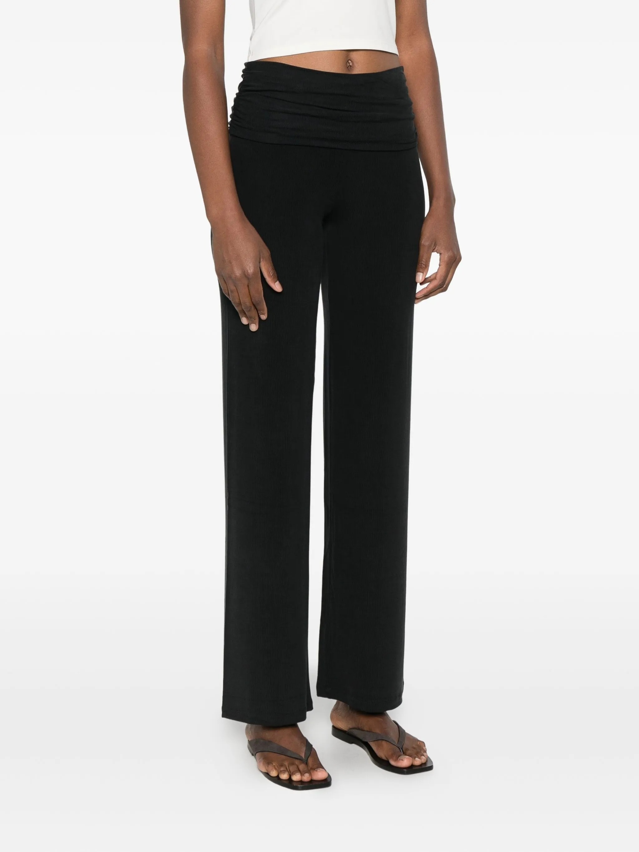 Aya Muse Ruched Fold Over Pants Clothing In Black