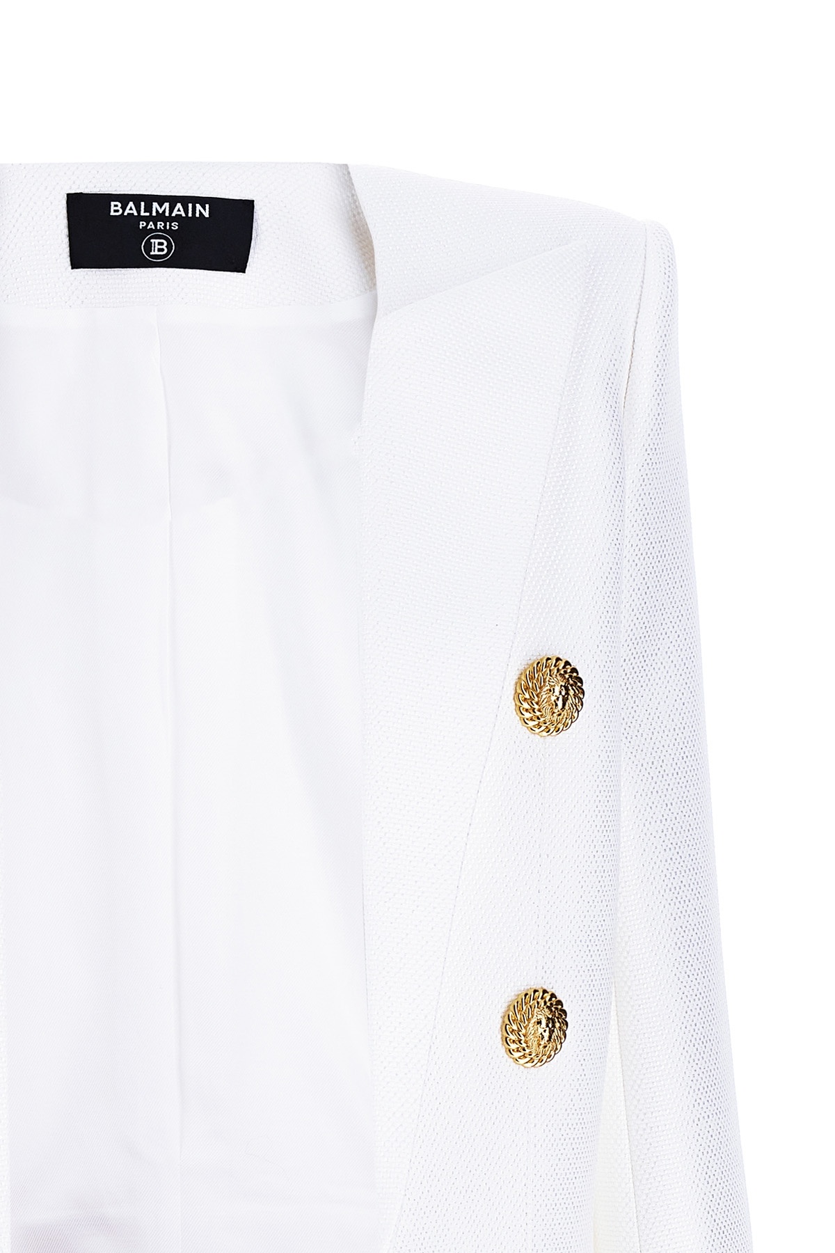 Balmain Double-breasted Spencer Jacket Gold Buttons In White