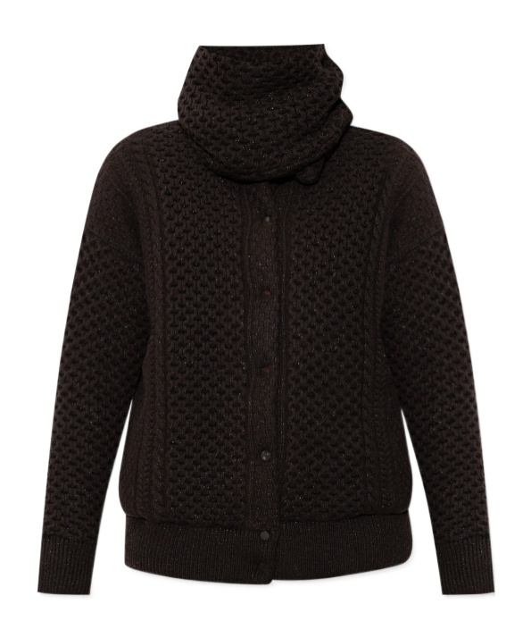 Fabiana Filippi Funnel-neck Knitted Bomber Jacket In Brown