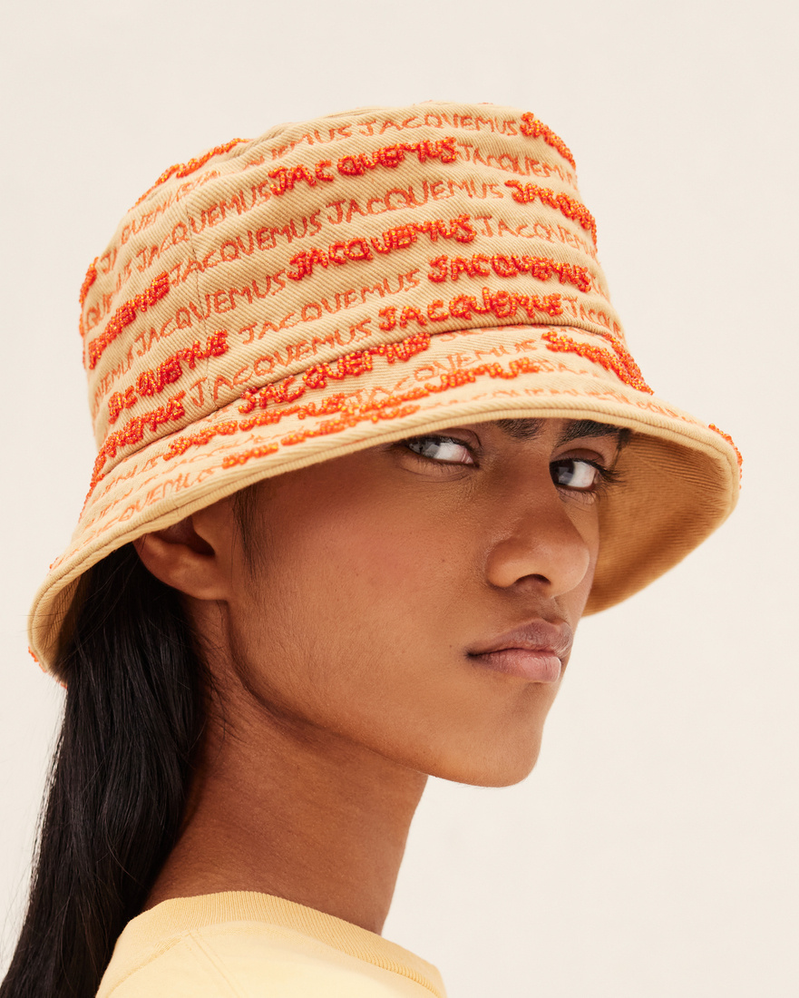 Jacquemus Embroidered Logo Defines This Bucket Hat In Brown
